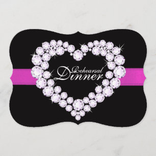 Invitation Dîner de répétition mariage carré rose coeur invit