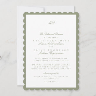Invitation Dîner de répétition Mariage classique Sage Green