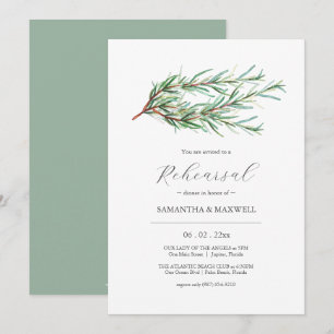 Invitation Dîner de répétition Mariage d'aquarelle botanique