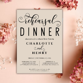 Invitation Dîner de répétition Mariage de calligraphie élégan