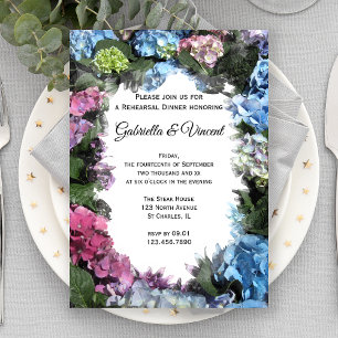 Invitation Dîner de répétition Mariage de fleurs d'Hydrangea