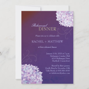 Invitation Dîner de répétition Mariage de l'Hydrangée violett