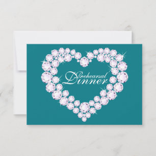 Invitation Dîner de répétition mariage du coeur de diamant mo