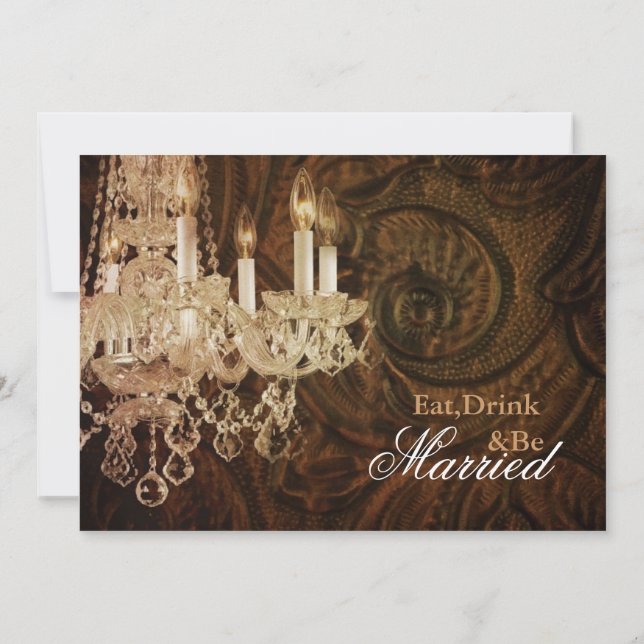 Invitation dîner de répétition mariage du lustre rustique (Dos)