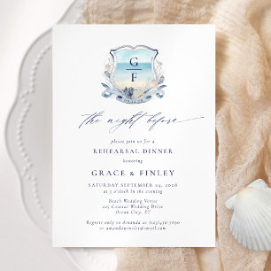 Invitation Dîner de répétition Mariage Élégant Monogramme de