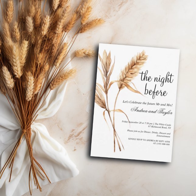 Invitation Dîner de répétition Mariage en herbe Pampas élégan (Créateur téléchargé)