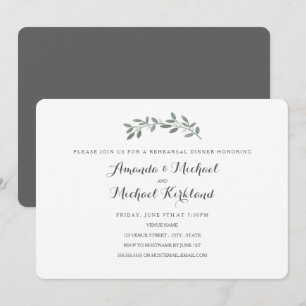 Invitation Dîner de répétition Mariage Eucalyptus élégant