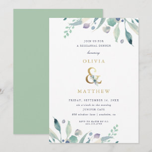Invitation Dîner de répétition Mariage Floral de luxe