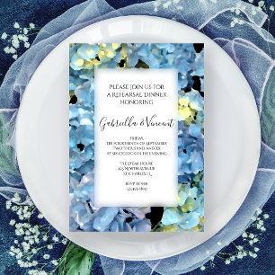 Invitation Dîner de répétition Mariage Floral Hydrangea bleu