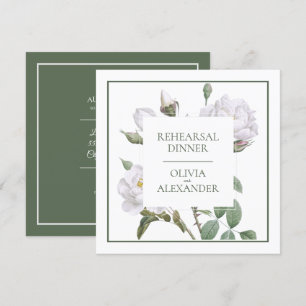 Invitation Dîner de répétition Mariage Floral White Roses