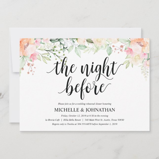 Invitation Dîner de répétition Mariage Garden Elegance Invita (Devant)