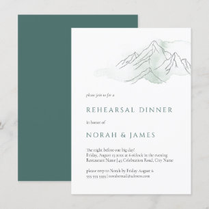 Invitation Dîner de répétition Mariage Green & White Mountain