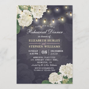 Invitation Dîner de répétition mariage Hydrangeas Lumières à