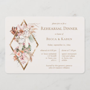 Invitation Dîner de répétition Mariage Llamas