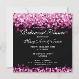 Invitation Dîner de répétition mariage Lumières roses