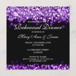Invitation Dîner de répétition mariage Lumières violettes