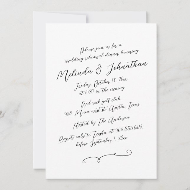 Invitation Dîner de répétition mariage, Modern Rustic (Devant)