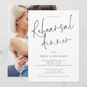 Invitation Dîner de répétition Mariage moderne avec photo