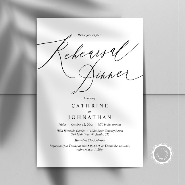 Invitation Dîner de répétition Mariage moderne Célébration (Modern Wedding Rehearsal Dinner Celebration Invitation Card, Digital Downloadable PDF File)