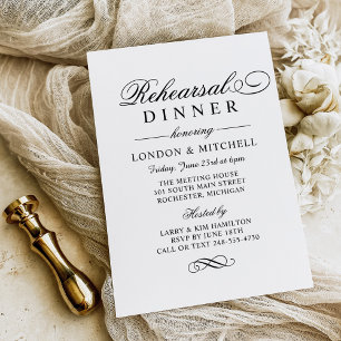 Invitation Dîner de répétition Mariage noir classique