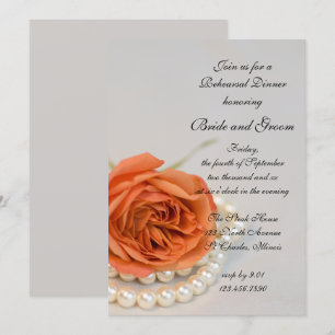 Invitation Dîner de répétition Mariage Orange Rose White Pear