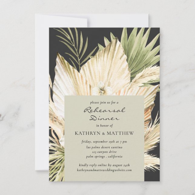 Invitation Dîner de répétition Mariage Pampas Grass Boho Bouq (Devant)