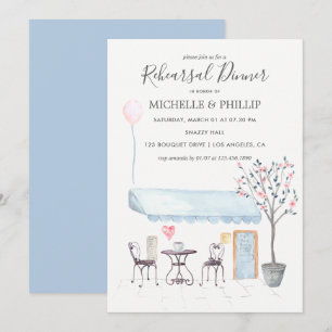 Invitation Dîner de répétition Mariage Paris aquarelle floral