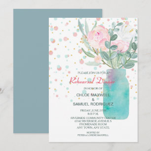 Invitation Dîner de répétition Mariage Pastel Confetti Mason 