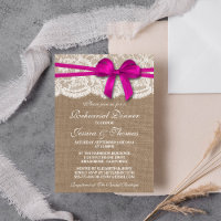 Dîner de répétition Mariage rose Bow Burlap & dent