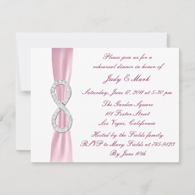 Invitation Dîner de répétition Mariage rose Infinity Invitati (Devant)