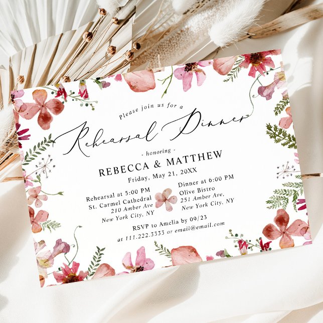 Invitation Dîner de répétition Mariage rose moderne (Créateur téléchargé)