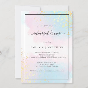 Invitation Dîner de répétition Mariage rose Turquoise