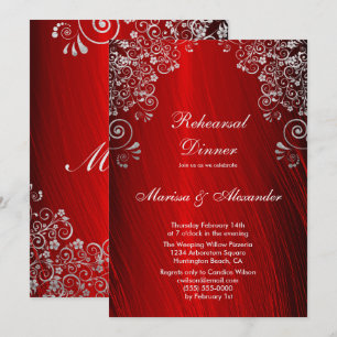 Invitation Dîner de répétition Mariage Ruby Silver