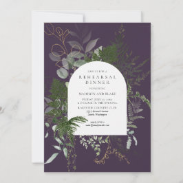 Invitation Dîner de répétition Mariage sauvage vert pourpre