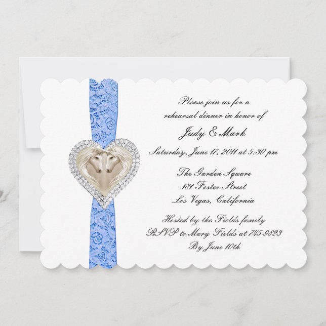 Invitation Dîner de répétition Mariage Unicorn Blue Lace Invi (Devant)