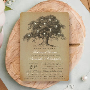 Invitation Dîner de répétition Mariage vintage Old Oak Tree