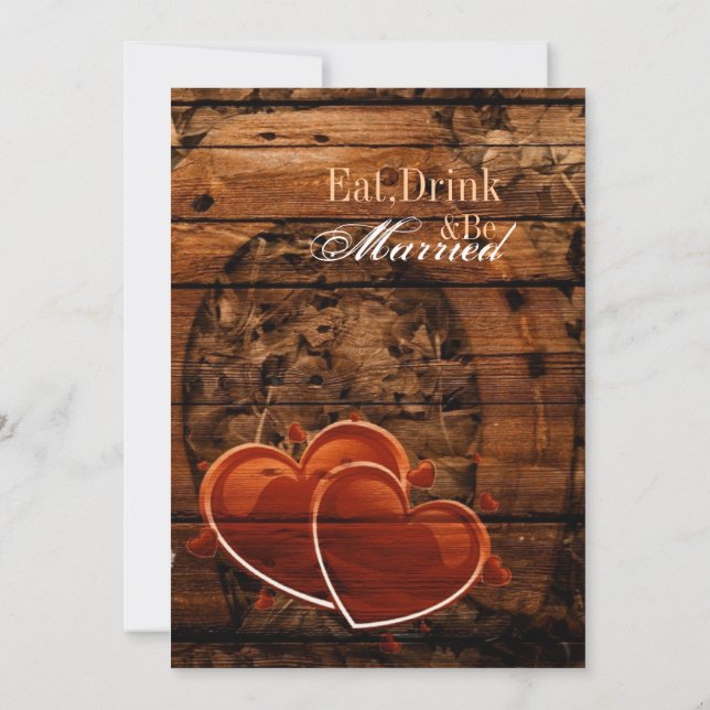 Invitation Dîner de répétition Mariage Western Wood Horseshoe (Dos)