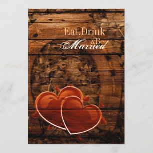 Invitation Dîner de répétition Mariage Western Wood Horseshoe