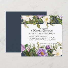 Invitation Dîner de répétition Marine Rose d'ivoire violet Fl