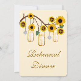 Invitation Dîner de répétition Mason Jar Fleurs Jaunes Invita