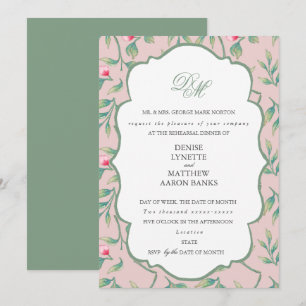 Invitation Dîner de répétition Mauve Chalk et Basil Green