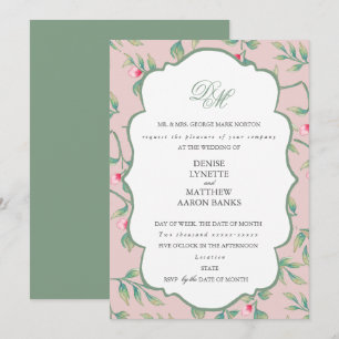 Invitation Dîner de répétition Mauve Chalk et Basil Green