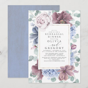 Invitation Dîner de répétition Mauve et Dusty Blue Flowers