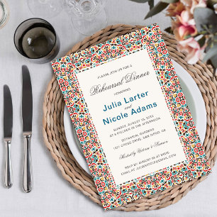 Invitation Dîner de répétition métallique géométrique scintil