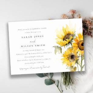 Invitation Dîner de répétition minimal Mariage de tournesol B