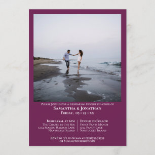 Invitation Dîner de répétition minimal Mariage photo Cassis