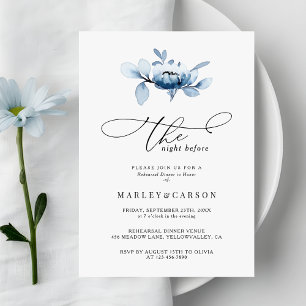 Invitation Dîner de répétition minimaliste à motif floral pou