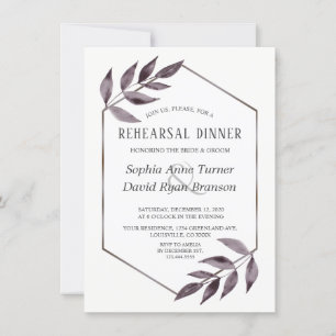 Invitation Dîner de répétition minimaliste de l'encre d'aquar