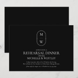 Invitation Dîner de répétition minimaliste du Mariage Monogra