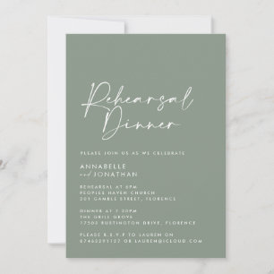 Invitation Dîner de répétition minimaliste moderne vert sauge